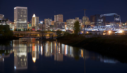 Image showing Thea Foss Waterway and Marina Fronts Tacoma Washington Northwest