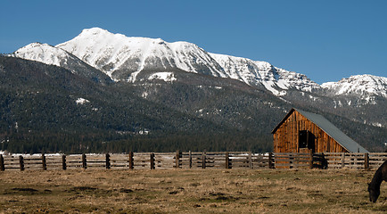 Image showing Old Horse Barn Endures Mountain Winter Wallowa Whitman National 