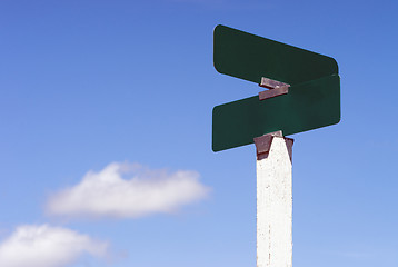 Image showing Blank Signs Crossraods Street Avenue Sign Blue Skies Clouds