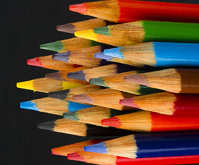 Image showing Macro Close Up Wood Multiple Color Art Supply Pencils