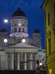 Image showing Helsinki cathedral front view in night