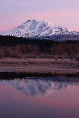 Image showing Still Morning Sunrise Trout Lake Adams Mountain Gifford Pinchot 