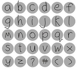 Image showing Hand Drawn Alphabet Text Letters Numbers Black Gray White Backgr