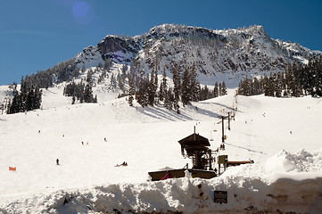 Image showing Ski Lift Snow Skiing Slopes North Cascades Summit Snoqualmie