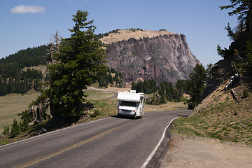 Image showing Travel Truck Recreational Vehicle Touring Countryside Two Lane H