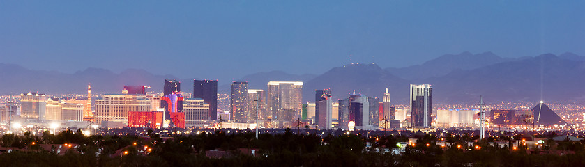 Image showing Panoramic Southwest Landscape Red Rock Hills Downtown Las Vegas 