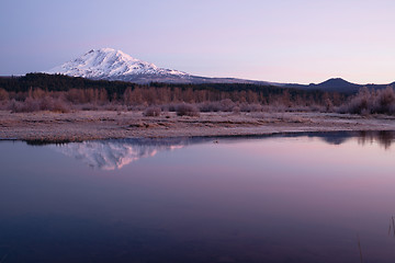 Image showing Still Morning Sunrise Trout Lake Adams Mountain Gifford Pinchot 