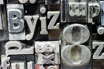 Image showing Metal Type Printing Press Typeset Obsolete Typography Text Lette