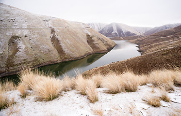 Image showing Reservoir Snake River Canyon Cold Frozen Snow Winter Travel Land