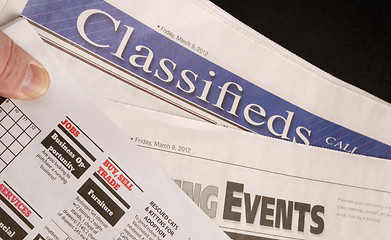 Image showing Classified Help Wanted Job Offered Ads in Traditional Print News