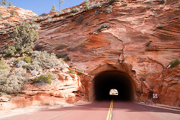 Image showing Highway 9 Zion Park Blvd Tunnel Through Rock Mountain