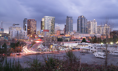 Image showing Cloudy Skies Evening Sunset City Architecture Landscape Bellevue