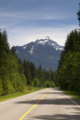 Image showing Two Lane Highway Winds Through North Cascade Mountains Washingto