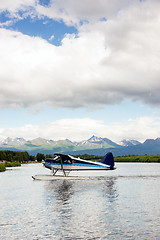 Image showing Single Prop Airplane Pontoon Plane Water Landing Alaska Last Fro