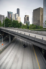 Image showing Four Lane Highway Interstate 5 Carries Automobile Travelers Unde