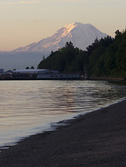 Image showing Mt Rainier Sunset Cascade Range Puget Sound North Tacoma Washing