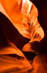 Image showing Sunlight Beams Through Crevass Sandstone Rock Antelope Slot Cany