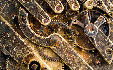 Image showing Vintage Rusted Watch Pocketwatch Time Piece Movement Gears Cogs