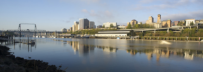 Image showing Thea Foss Waterway Commencement Bay Murray Morgan Bridge Tacoma 