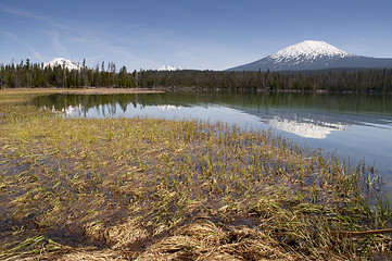 Image showing Saturated Color Lake Near Mt. Bachelor Oregon Cascade Range Hori