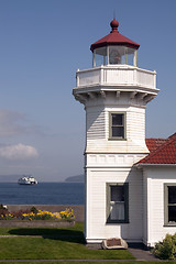 Image showing Washington State Coastal Lighthouse Nautical Beacon Ferry Boat T