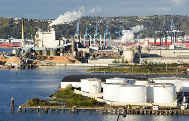 Image showing West Coast Seaport Big City Tide Flats Commencement Bay