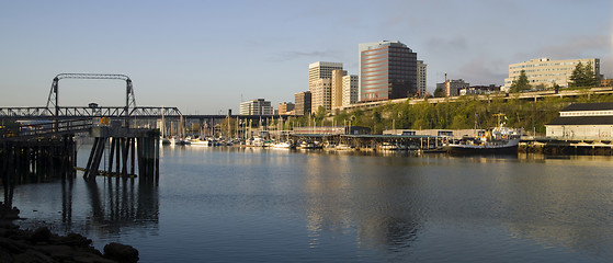 Image showing Thea Foss Waterway Commencement Bay Murray Morgan Bridge Tacoma 