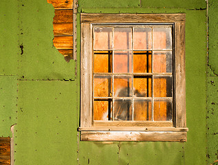 Image showing Run Down Ruin Boarded Up House Plywood Window Panes