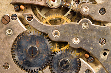 Image showing Vintage Rusted Watch Pocketwatch Time Piece Movement Gears Cogs