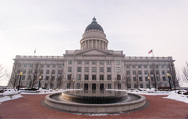 Image showing Winter Fountain Landscape Salt Lake City Utah Capital Architectu