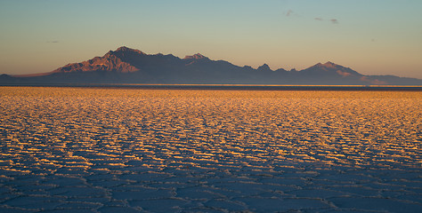 Image showing Bonneville Salt Flats Tooele County Utah Pleistocene Lake Sunset
