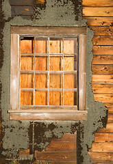 Image showing Run Down Ruin Boarded Up House Plywood Window Panes