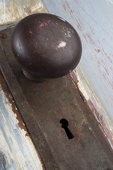 Image showing Beautiful Old Distressed Antique Door Knob Lock Keyhole Assembly