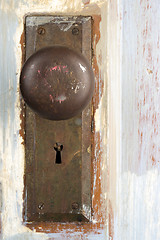 Image showing Beautiful Old Distressed Antique Door Knob Lock Keyhole Assembly