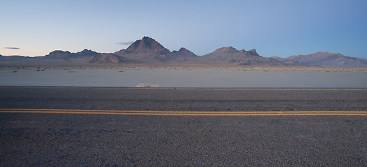 Image showing Highway Passes Great Bonneville Salt Flats Silver Island Mountai