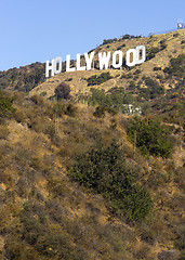 Image showing Hollywood Sign High on Hill Wooden City Name California