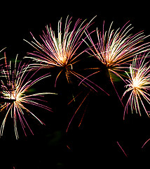 Image showing Fireworks Celebration Over Stadium Independence Day July Forth