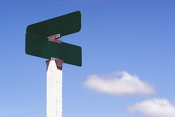 Image showing Blank Signs Crossraods Street Avenue Sign Blue Skies Clouds