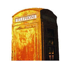 Image showing Vintage Obsolete Outdoor Telephone Booth Isolated Southwest Rura