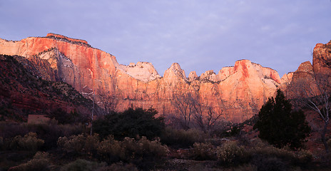 Image showing Sunrise High Mountain Buttes Zion National Park Desert Southwest