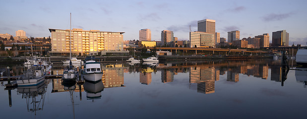 Image showing Buildings Viaduct Infrastructure Thea Foss Waterway Tacoma Washi