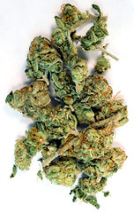 Image showing Broken Green Buds Marijuana Plant Flowers Cannibis Natural Medic