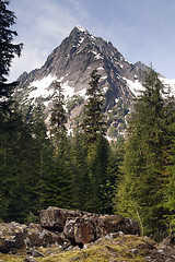 Image showing Rugged Jagged Peak North Cascade Mountain Range Vertical Composi