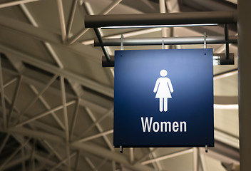 Image showing Women's Restroom Ladies Lavatory Sign Marker Public Building Arc