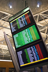 Image showing Large Lighted Informational Sign Departure Times Local Airport T