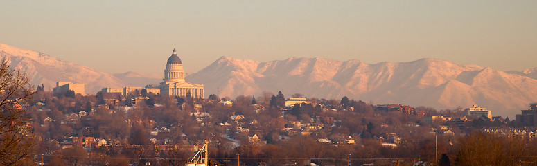 Image showing Panoramic Scenic Landscape Salt Lake City Utah Downtown Wasatch 