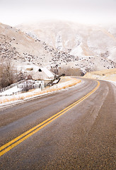 Image showing Snake River Valley Ranch Snow Falls Rural Farm House