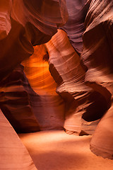 Image showing Sunlight Beams Through Crevass Sandstone Rock Antelope Slot Cany