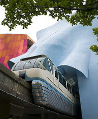 Image showing Seattle Monorail Emerges after Traveling Through Experience Musi