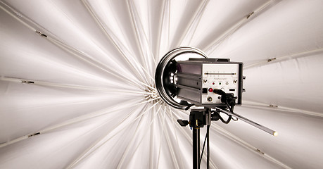 Image showing High Wattage Flash Head Lights up Large Studio Umbrella